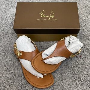 New! Franco Sarto Brown & Gold Leather Sandal 8